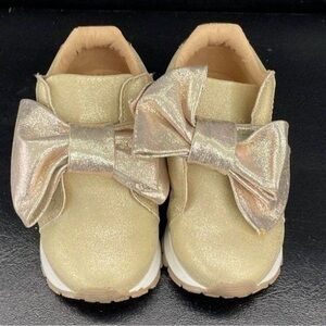 Gold Sneaker with Bow and Shimmer